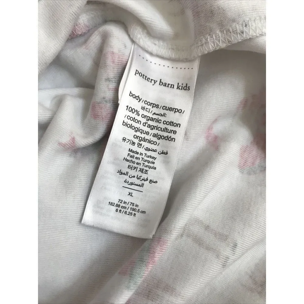 Pottery Barn Kids Heritage Santa Pajama Top Only Long Sleeve Organic cotton XL